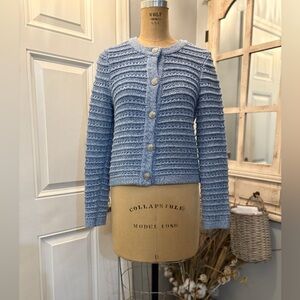 LOFT Light Blue Women's  Button Down Long Sleeve Cardigan S/P Girlhoodcore Regal